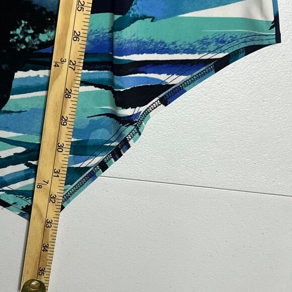 Clara Sun Woo Blouse Top Blue Floral Abstract Asymmetric Hem Tunic Art To Wear S - Picture 9 of 9